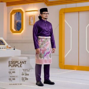 Baju Melayu Slim Fit - Eggplant Purple