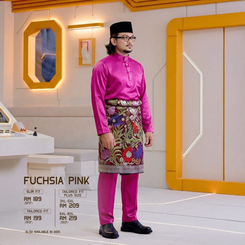 Baju Melayu Tailored Fit - Fuchsia Pink