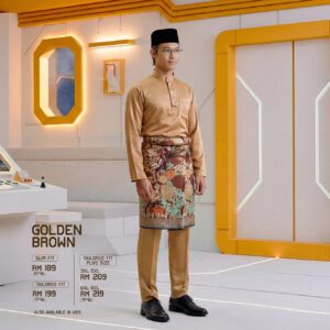 Baju Melayu Slim Fit - Golden Brown