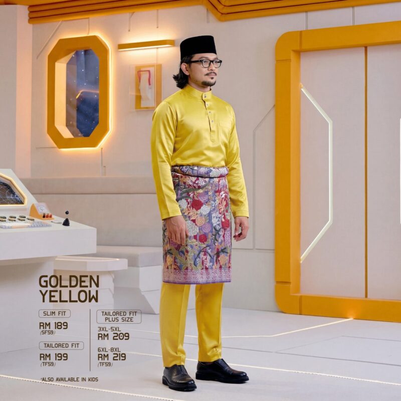Baju Melayu Slim Fit - Golden Yellow