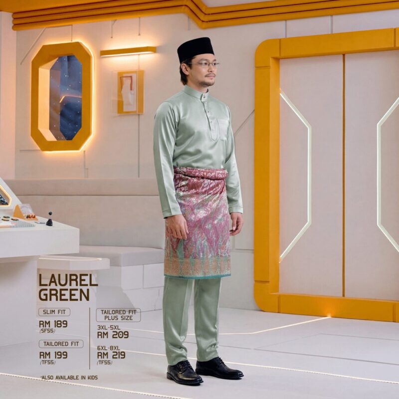 Baju Melayu Tailored Fit - Laurel Green