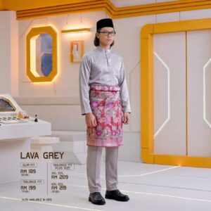 Baju Melayu Slim Fit - Lava Grey