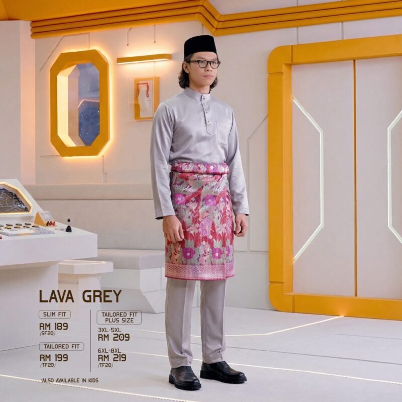 Baju Melayu Tailored Fit - Lava Grey