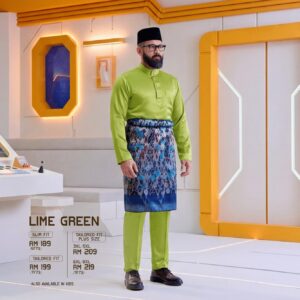 Baju Melayu Slim Fit - Lime Green