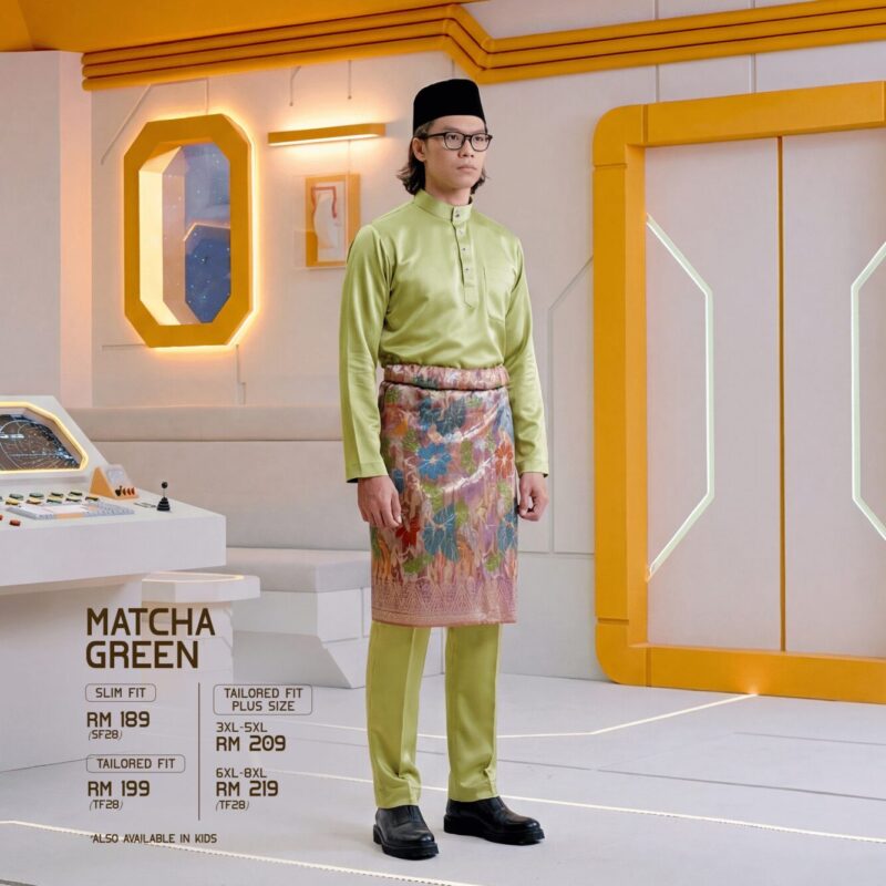 Baju Melayu Tailored Fit - Matcha Green