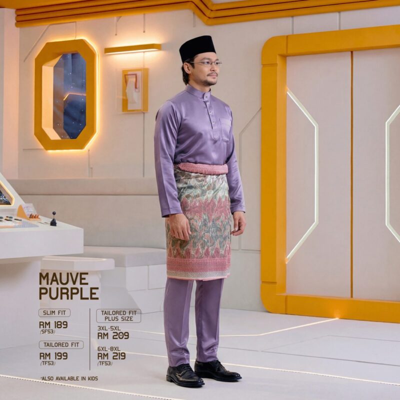 Baju Melayu Slim Fit - Mauve Purple
