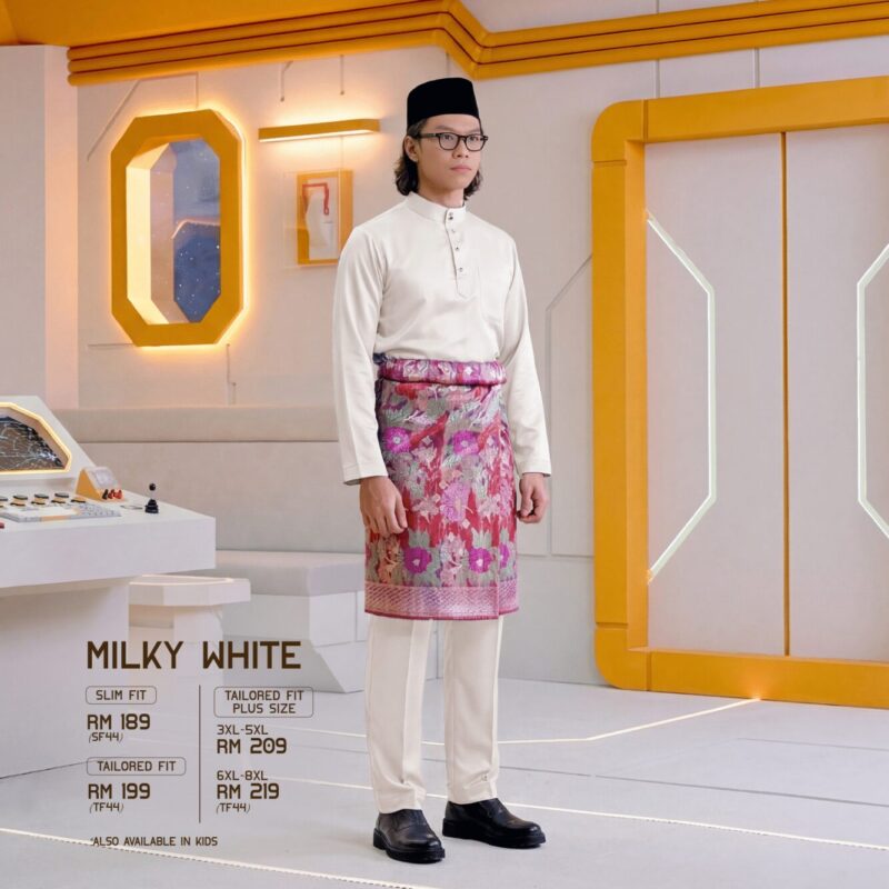 Baju Melayu Slim Fit - Milky White