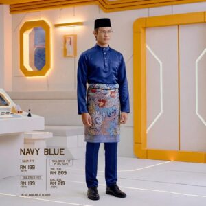 Baju Melayu Slim Fit - Navy Blue