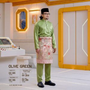 Baju Melayu Slim Fit - Olive Green