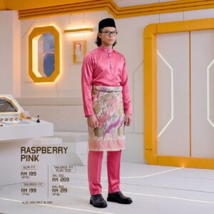 Baju Melayu Slim Fit - Raspberry Pink