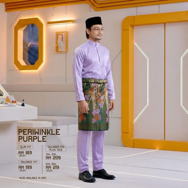 Baju Melayu Tailored Fit - Periwinkle Purple