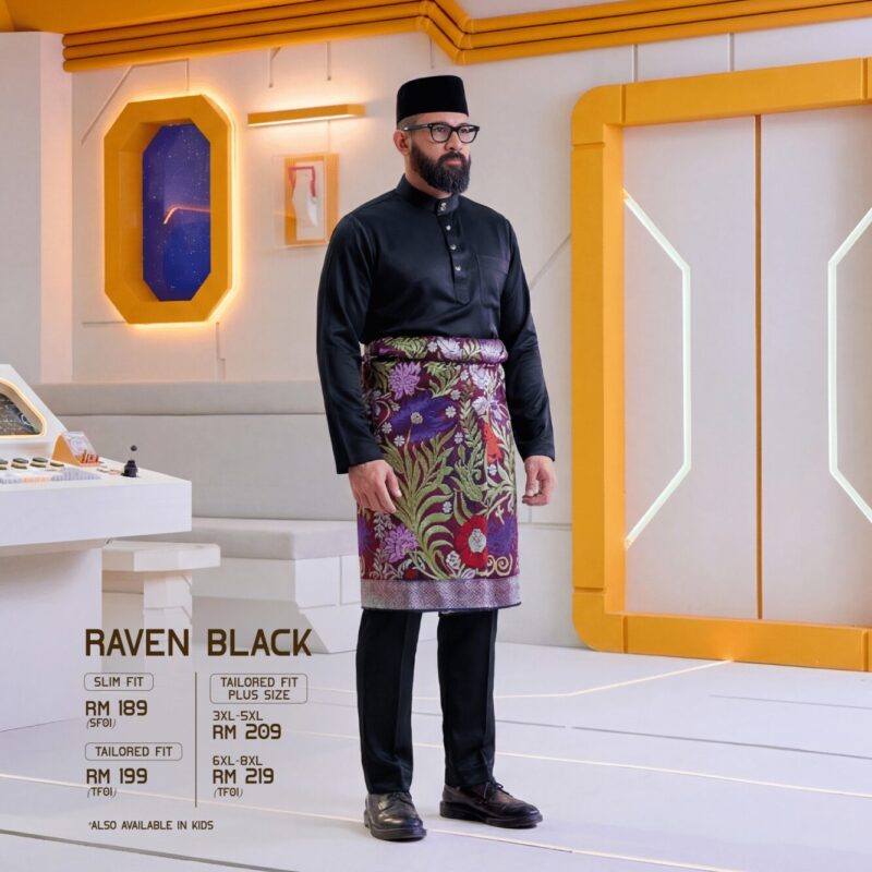 Baju Melayu Tailored Fit - Raven Black