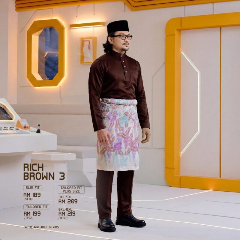 Baju Melayu Slim Fit - Rich Brown 3