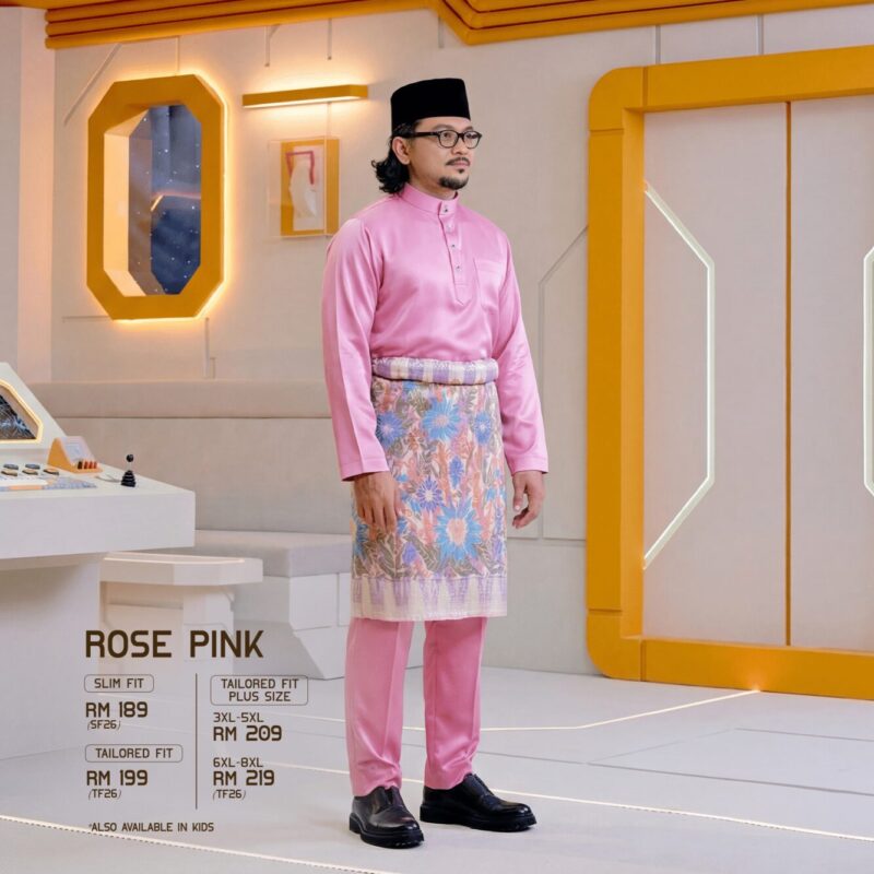 Baju Melayu Tailored Fit - Rose Pink