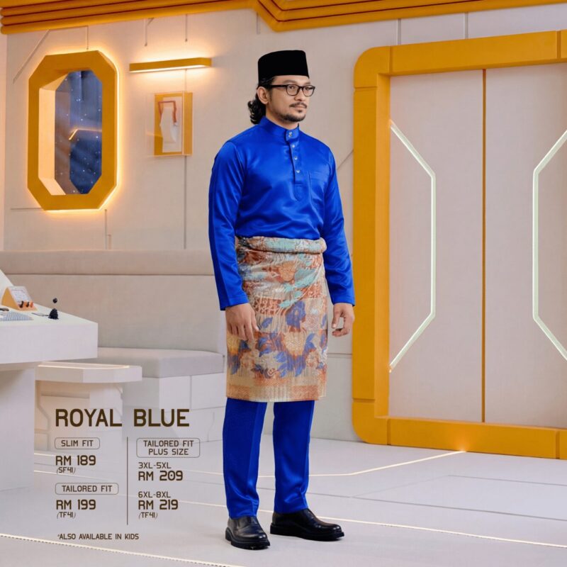 Baju Melayu Slim Fit - Royal Blue