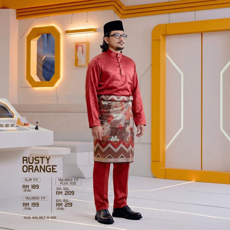 Baju Melayu Tailored Fit - Rusty Orange