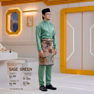 Baju Melayu Slim Fit - Sage Green