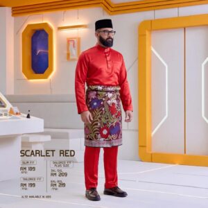 Baju Melayu Slim Fit - Scarlet Red