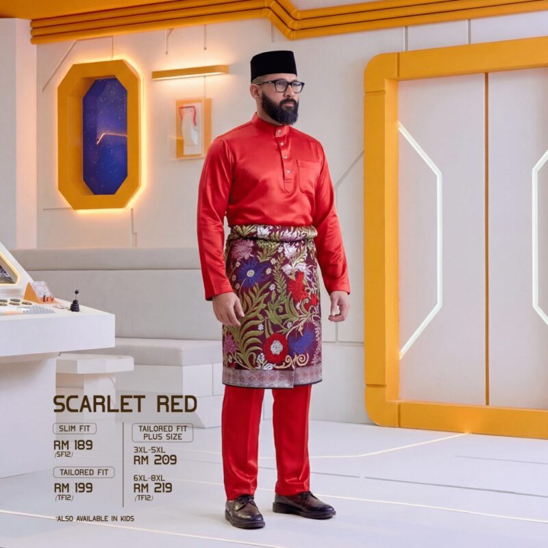 Baju Melayu Tailored Fit - Scarlet Red