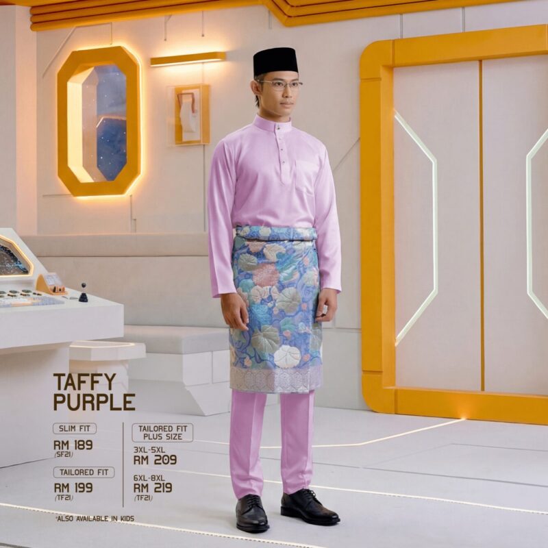 Baju Melayu Tailored Fit - Taffy Purple