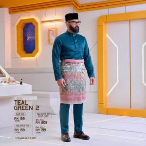 Baju Melayu Slim Fit - Teal Green 2