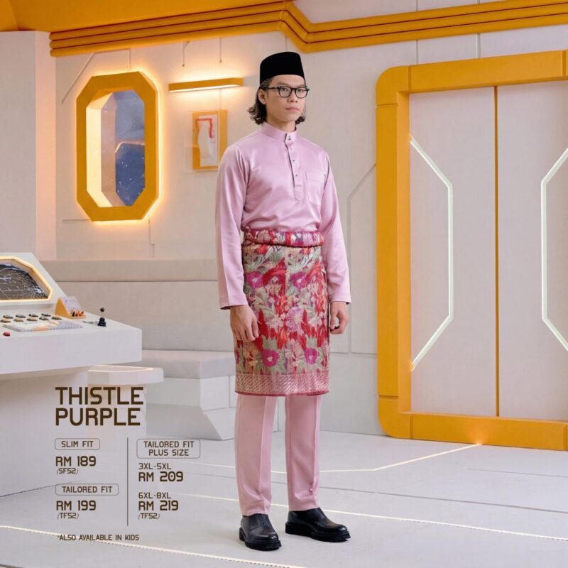 Baju Melayu Slim Fit - Thistle Purple