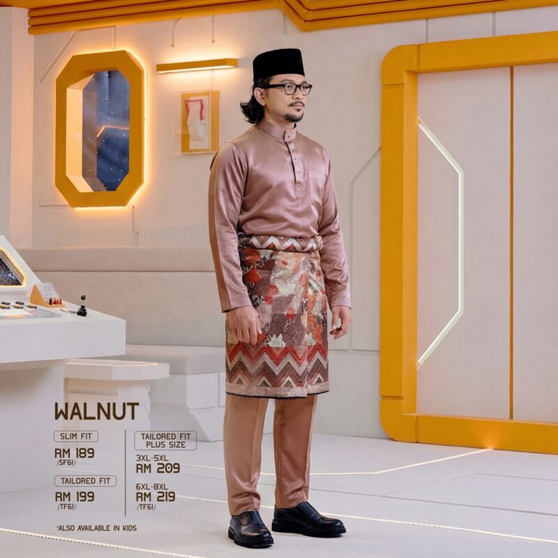 Baju Melayu Slim Fit - Walnut