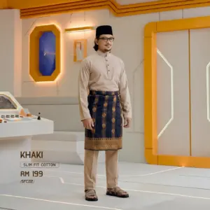 Baju Melayu Slim Fit ( Cotton ) - Khaki