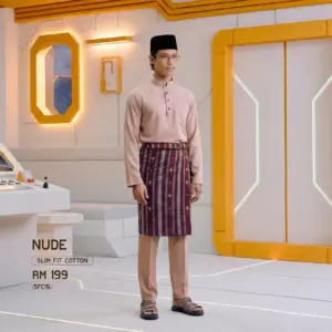 Baju Melayu Slim Fit ( Cotton ) - Nude