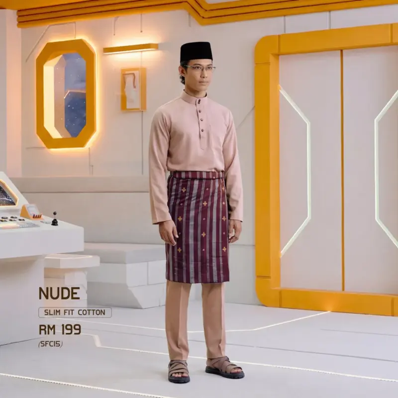Baju Melayu Slim Fit ( Cotton ) - Nude