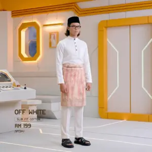 Baju Melayu Slim Fit ( Cotton ) - Off White