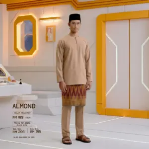 Baju Melayu Teluk Belanga - Almond