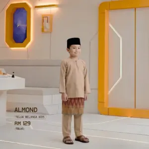 Baju Melayu Teluk Belanga Kids - Almond