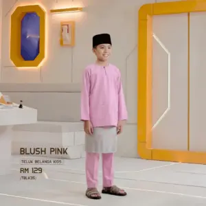 Baju Melayu Teluk Belanga Kids - Blush Pink