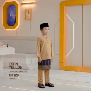 Baju Melayu Teluk Belanga Kids - Corn Yellow