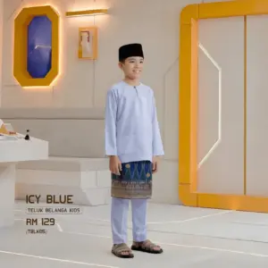 Baju Melayu Teluk Belanga Kids -Icy Blue