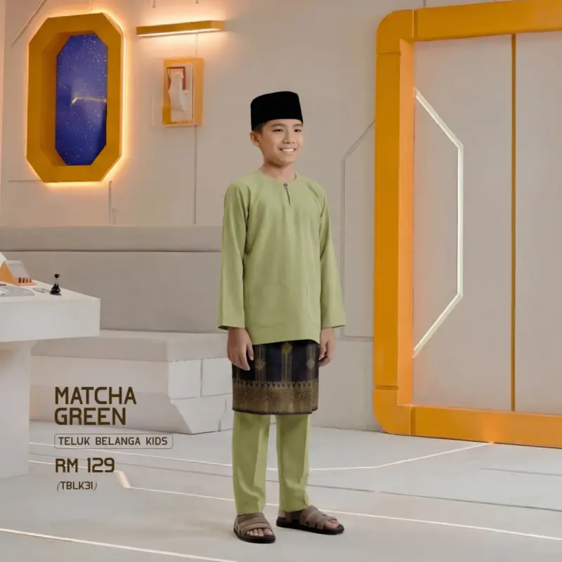 Baju Melayu Teluk Belanga Kids -Matcha Green