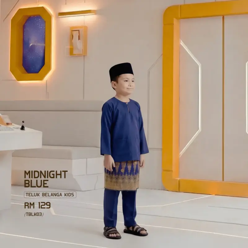 Baju Melayu Teluk Belanga Kids - Midnight Blue