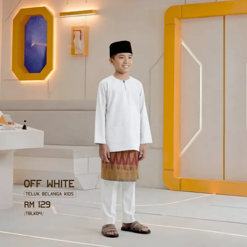 Baju Melayu Teluk Belanga Kids - Off White