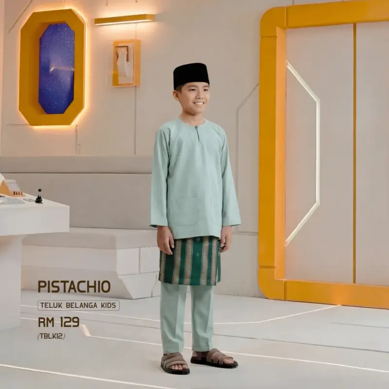 Baju Melayu Teluk Belanga Kids - Pistachio