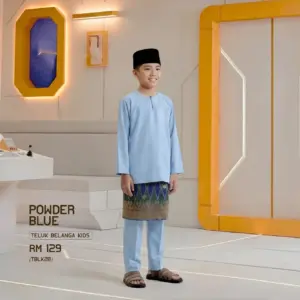 Baju Melayu Teluk Belanga Kids - Powder Blue