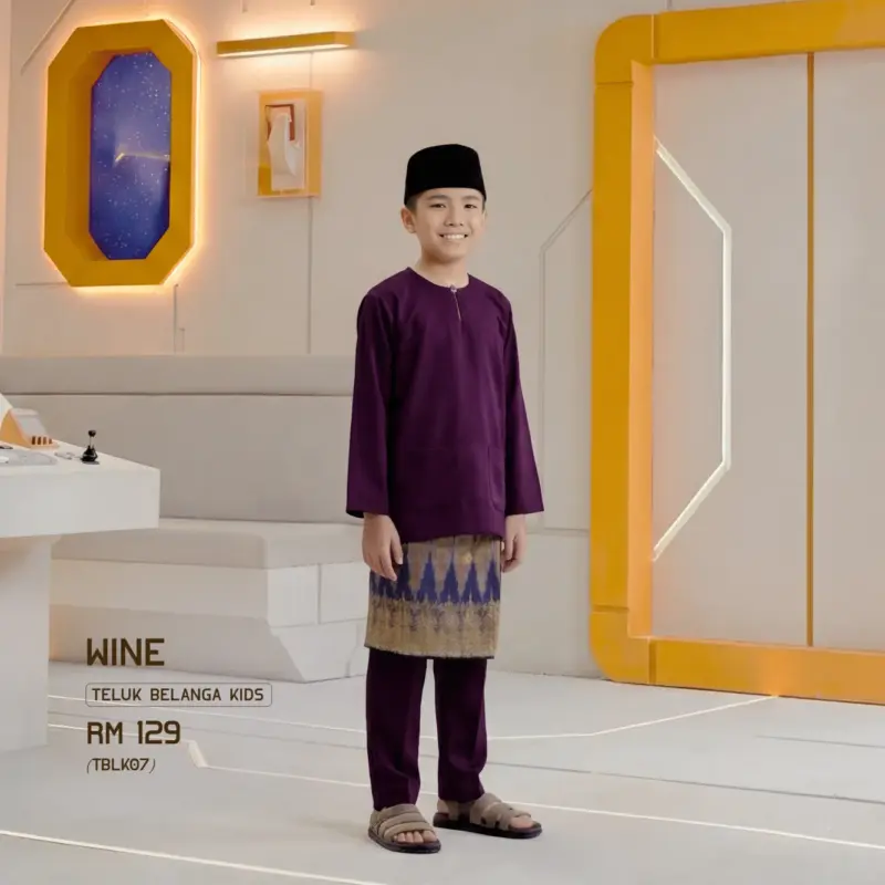 Baju Melayu Teluk Belanga Kids - Wine