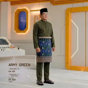 Baju Melayu Traditional Fit - Army Green