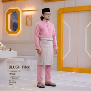 Baju Melayu Traditional Fit Plus Size - Blush Pink