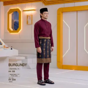 Baju Melayu Traditional Fit Plus Size -Burgundy