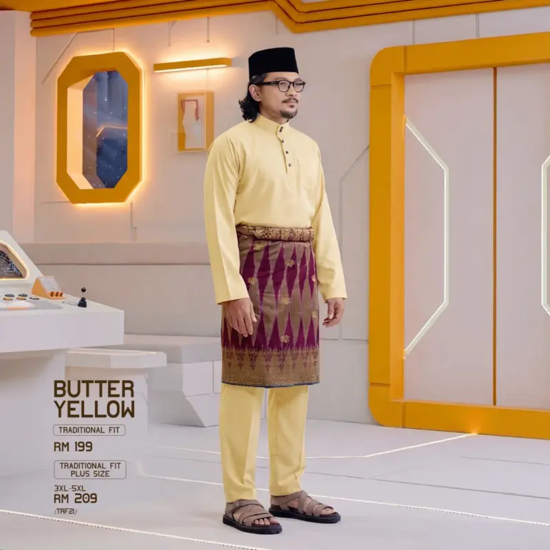Baju Melayu Traditional Fit - Butter Yellow