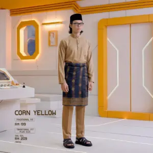 Baju Melayu Traditional Fit - Corn Yellow