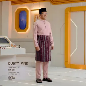 Baju Melayu Traditional Fit Plus Size - Dusty Pink