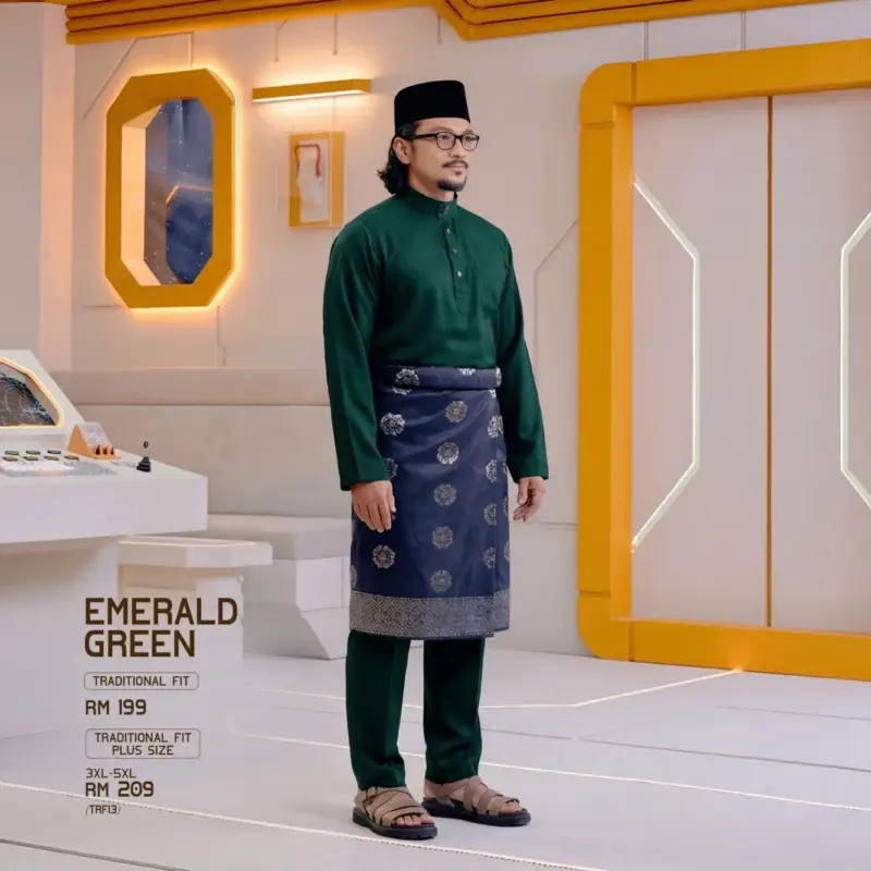 Baju Melayu Traditional Fit - Emerald Green