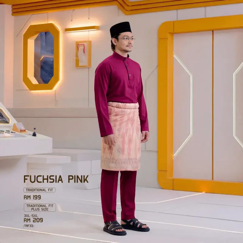 Baju Melayu Traditional Fit - Fuchsia Pink
